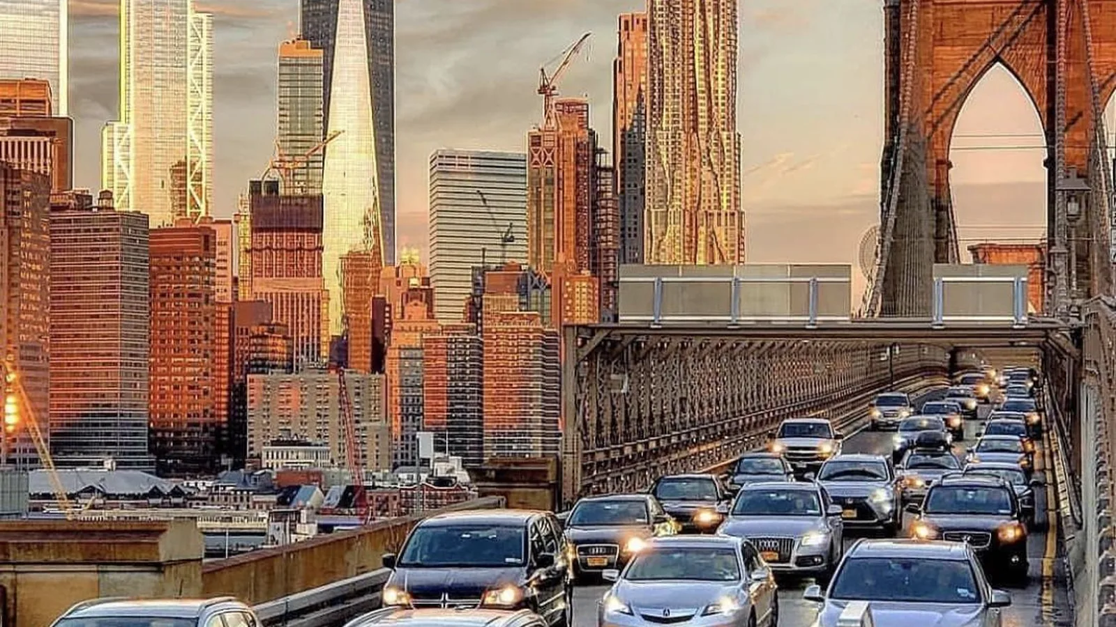 Traffic in New York. This was shot at Brooklyn Bridge.